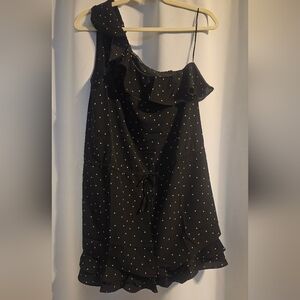 Elegant Black Polka Dot Ruffle Jumpsuit